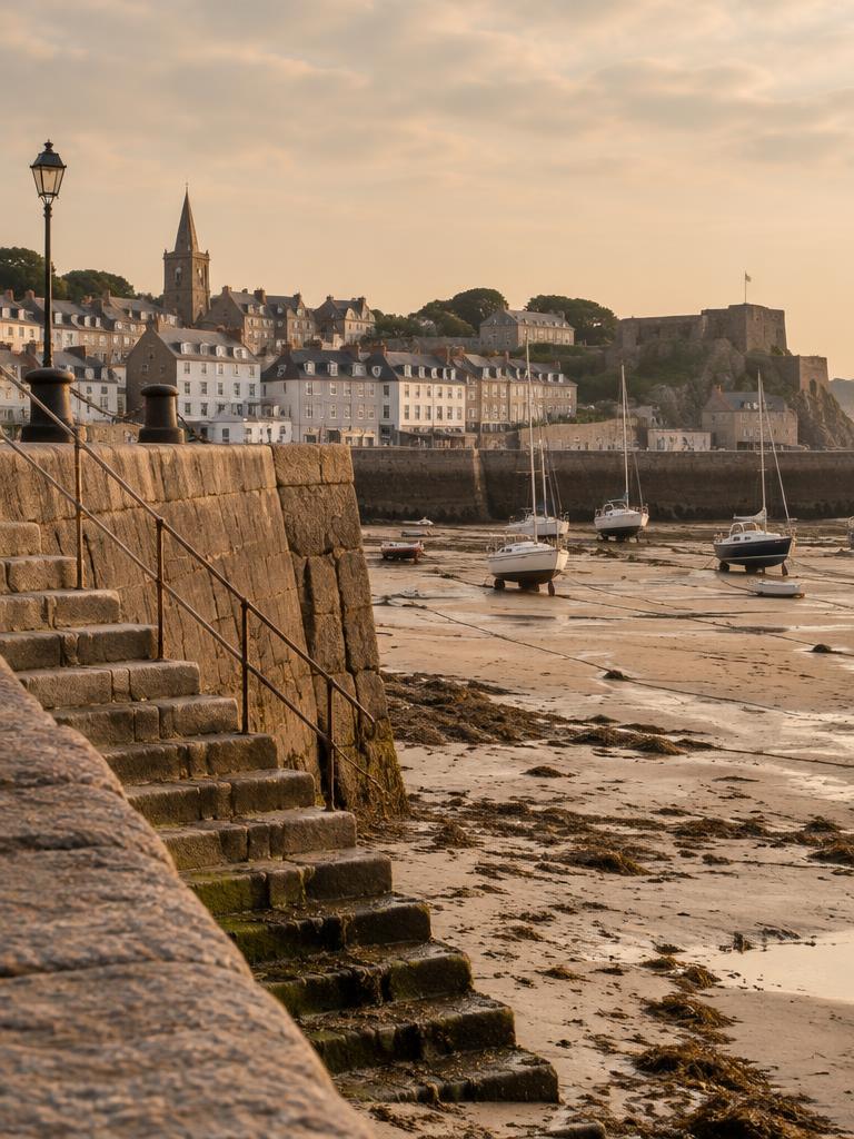 Granite quay steps at low tide, St Peter Port